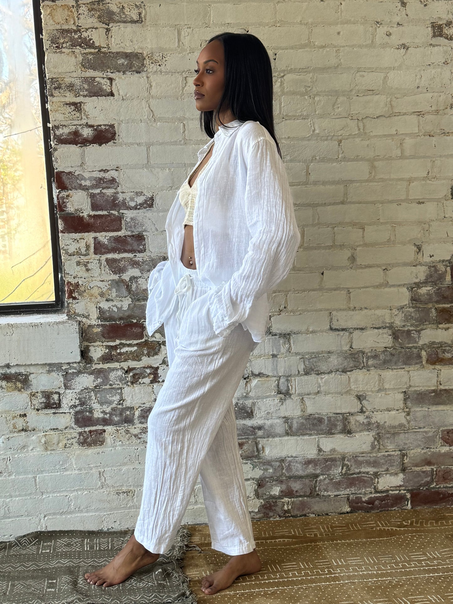 100% Italian Linen Straight leg Pant