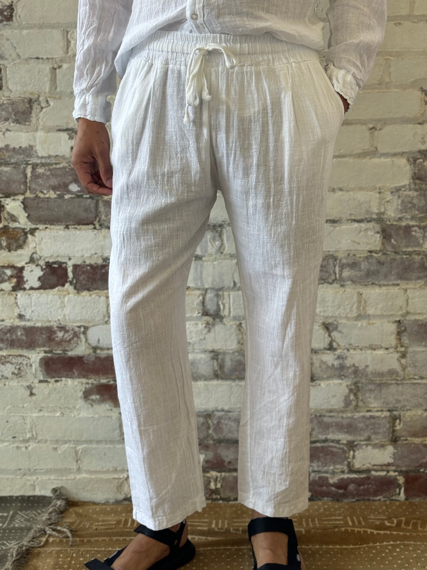 100% Italian Linen Straight leg Pant