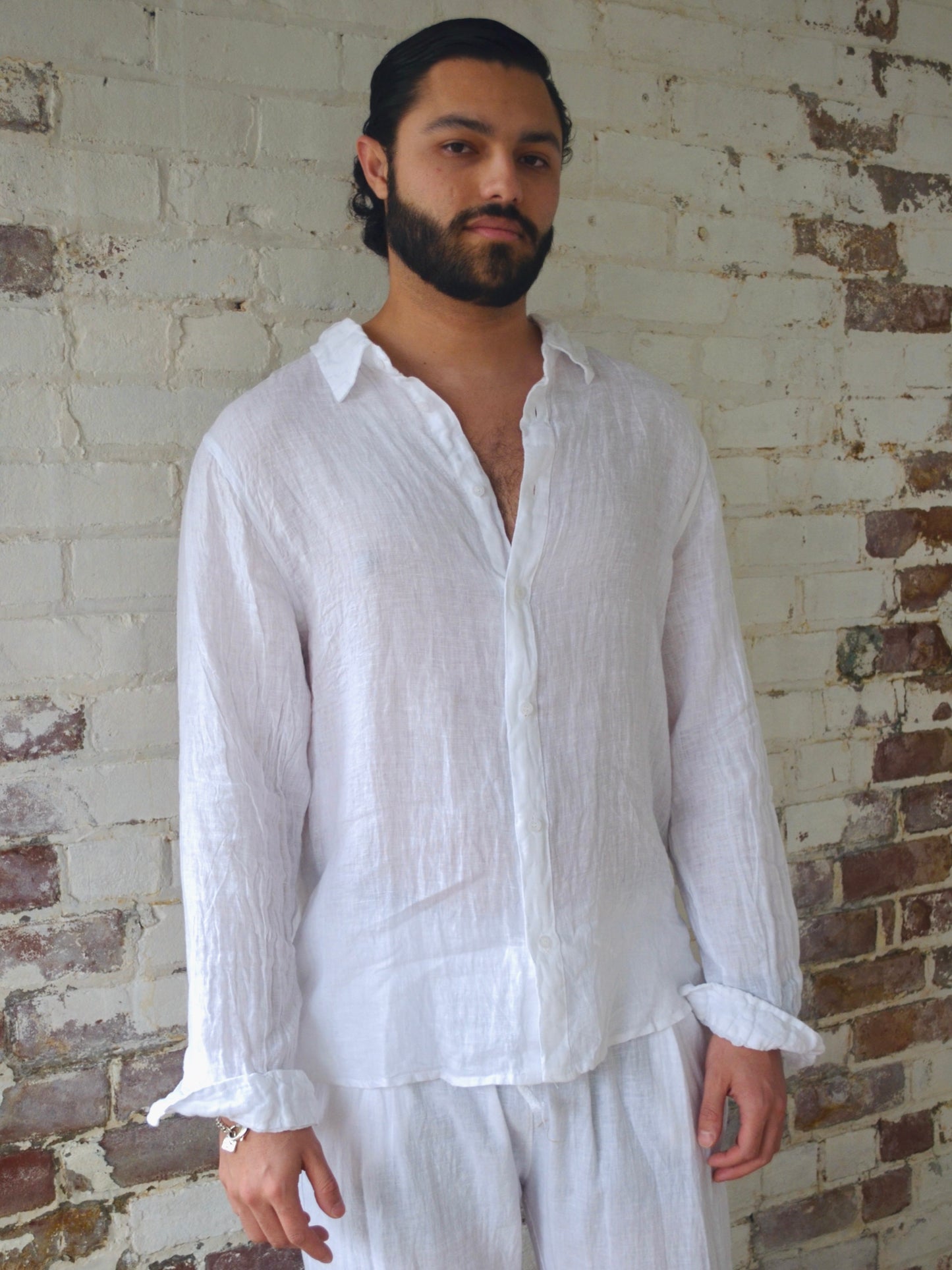 White Linen Button Down