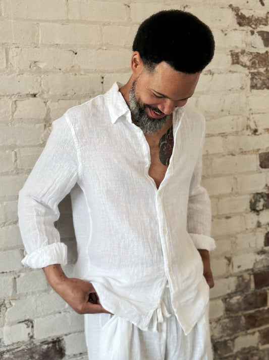 White Linen Button Down