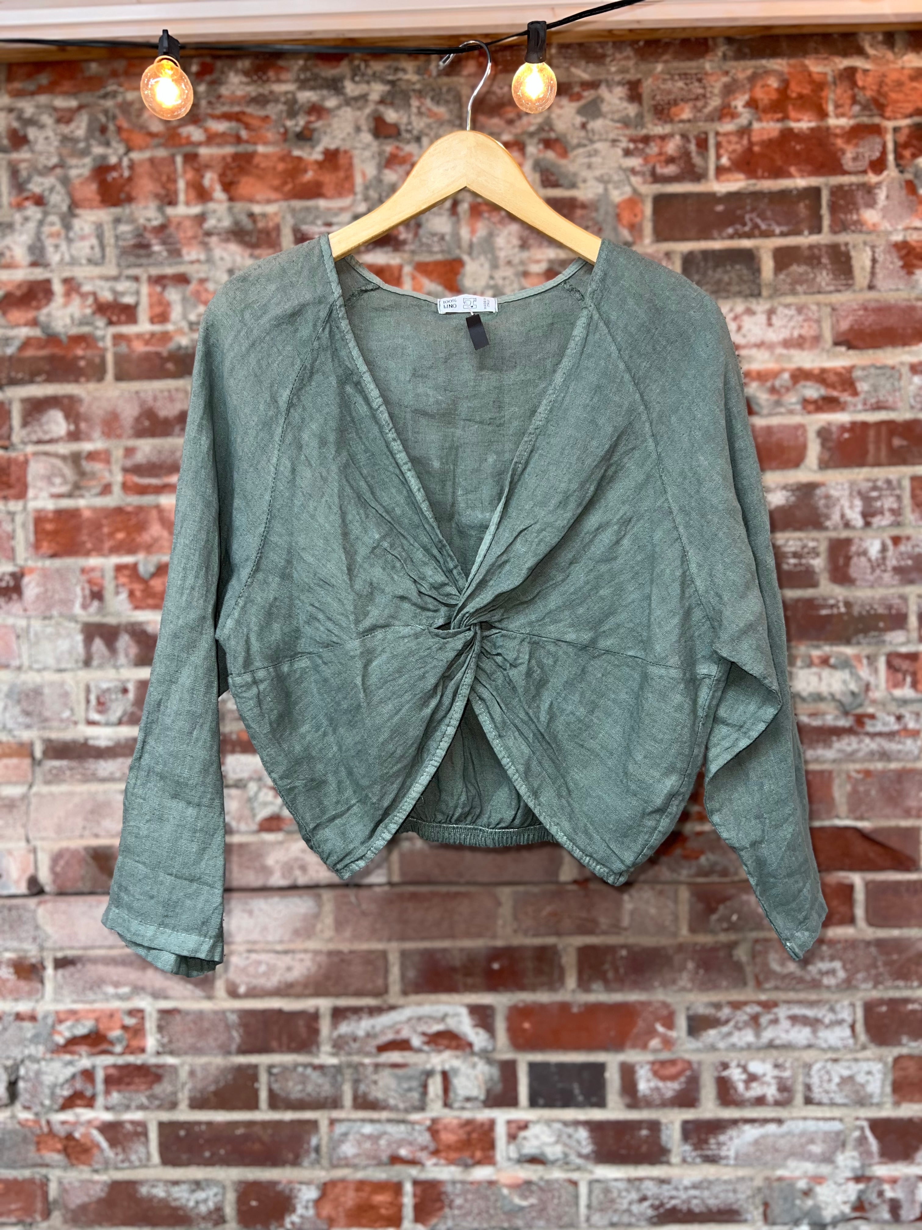 100% Linen Twist Crop