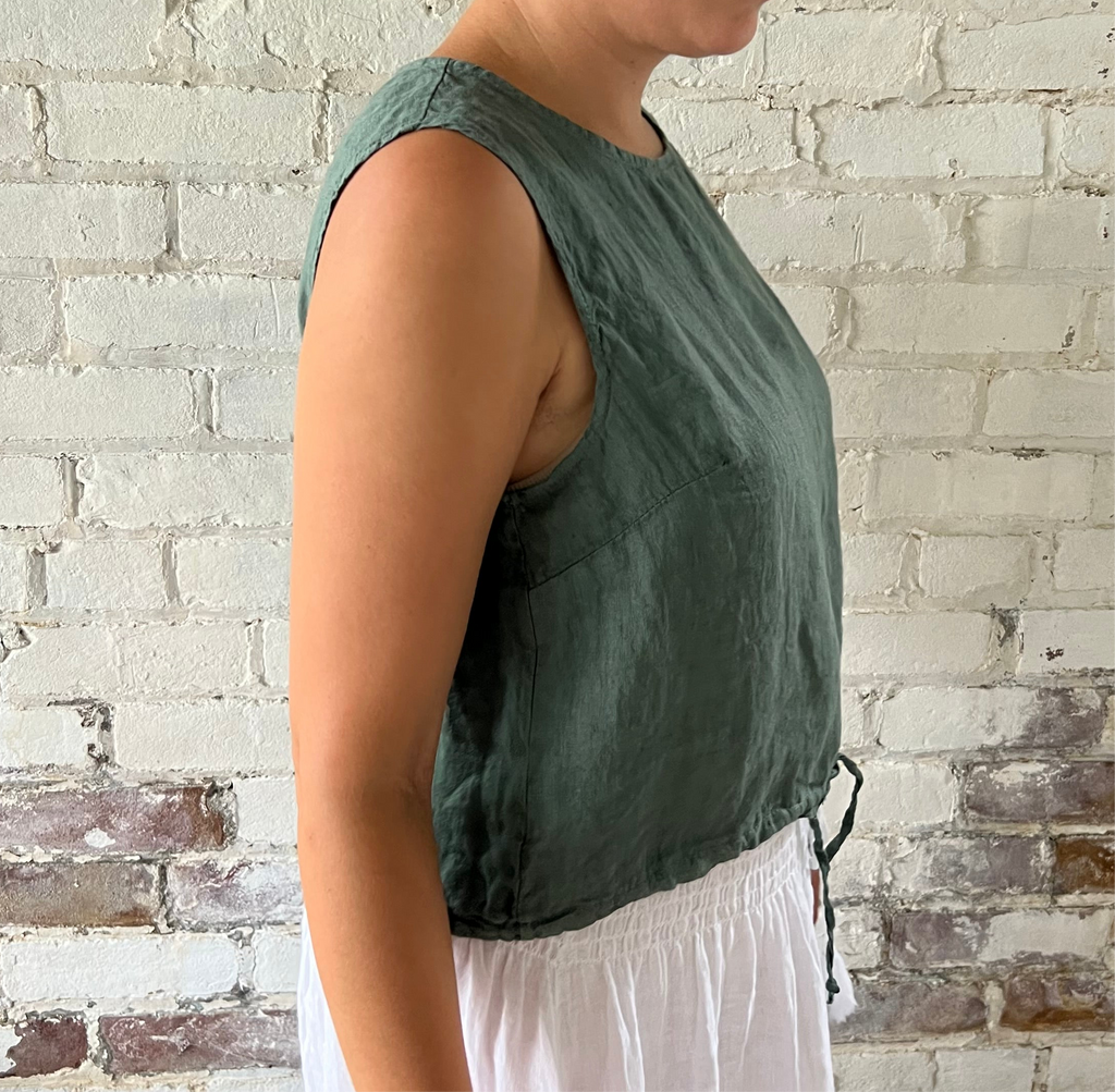 Linen Tank Adjustable Botton