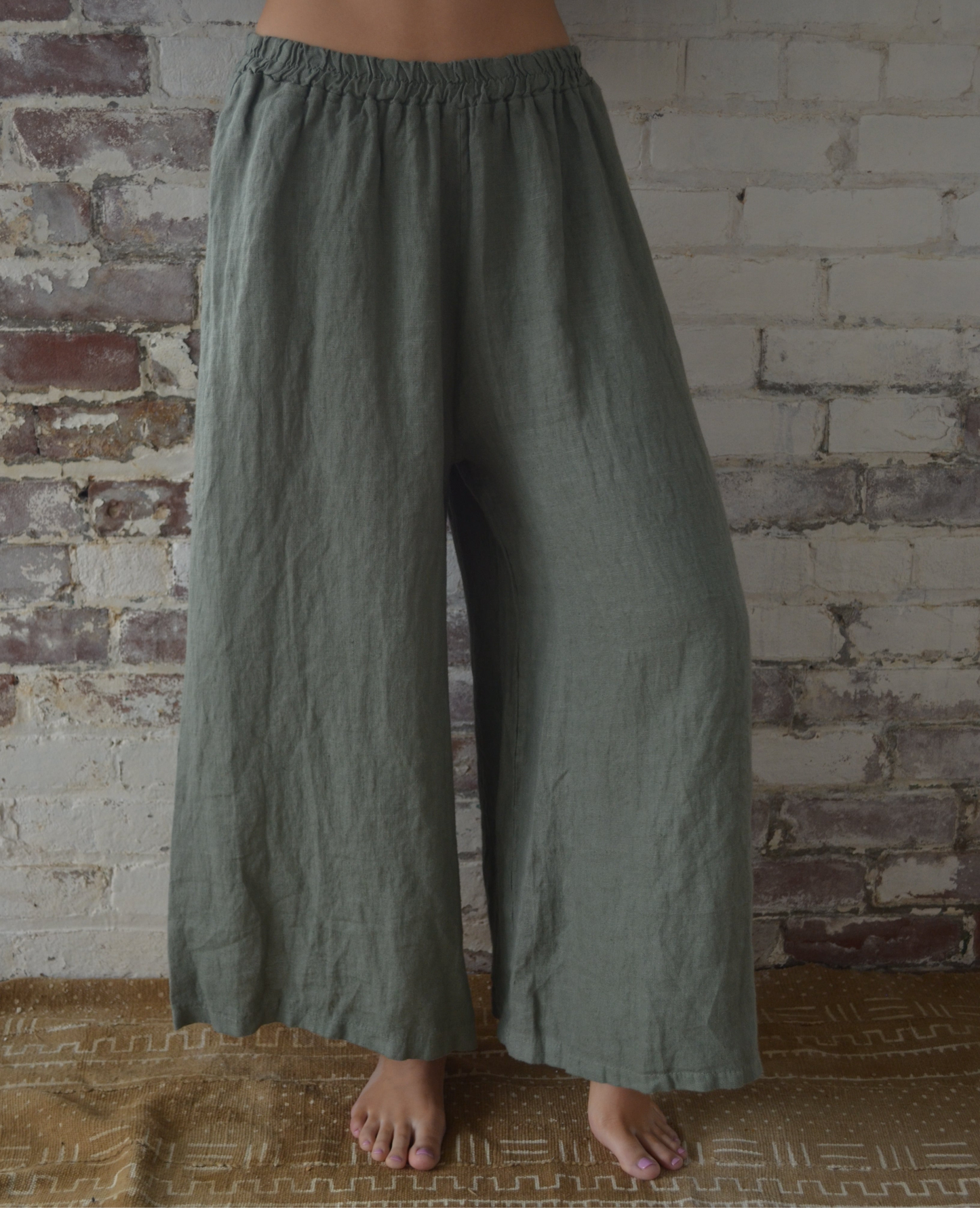 100% Italian Linen Wide Leg Pant with Pockets