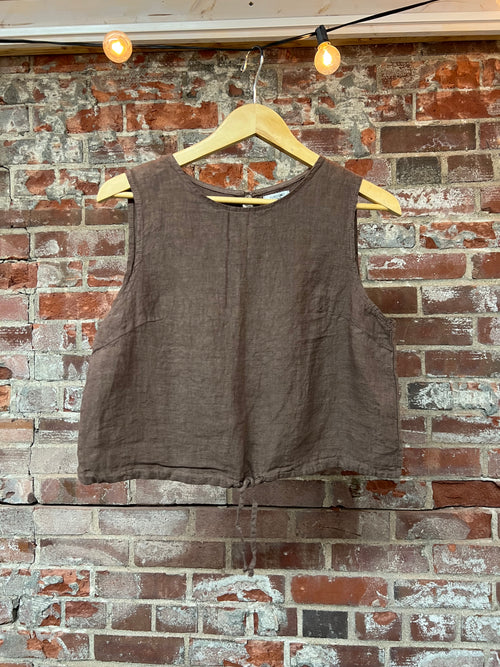 Linen Tank Adjustable Botton