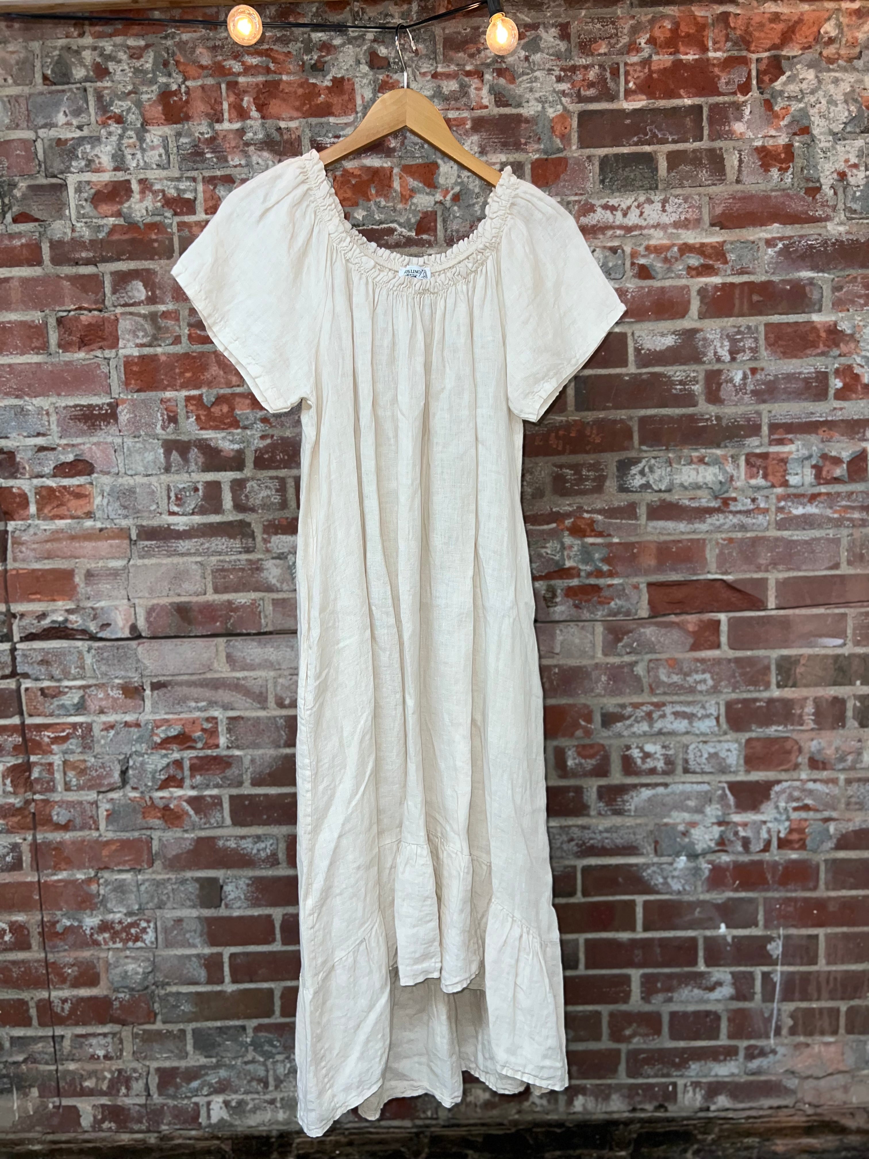100% Linen Ruffle Dress