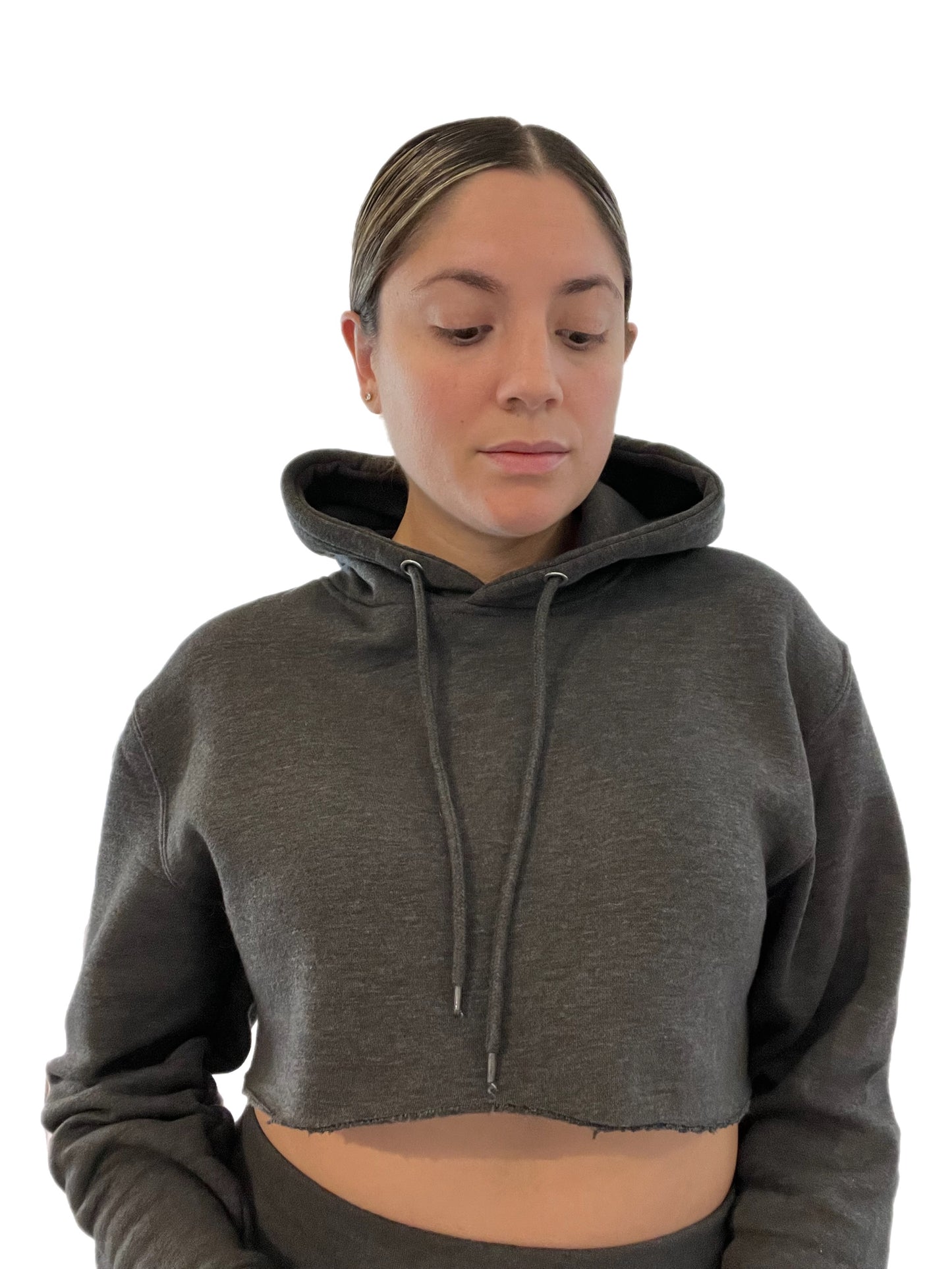 Babes Charcoal Grey Crop Hoodie