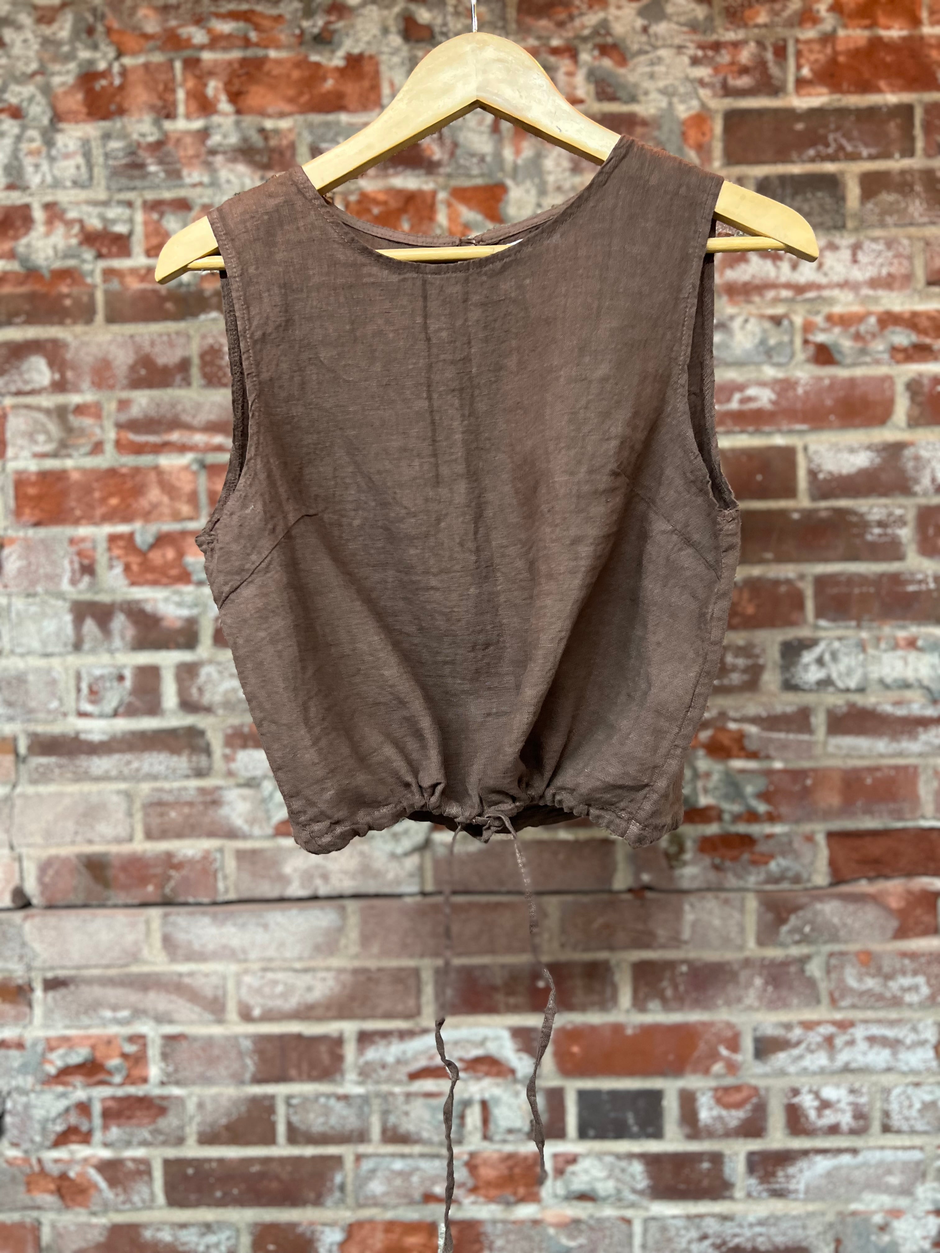 Linen Tank Adjustable Botton