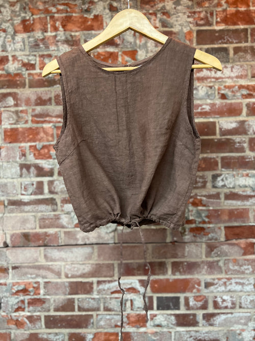 Linen Tank Adjustable Botton