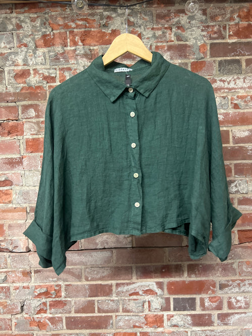100% Linen Crop Button Down
