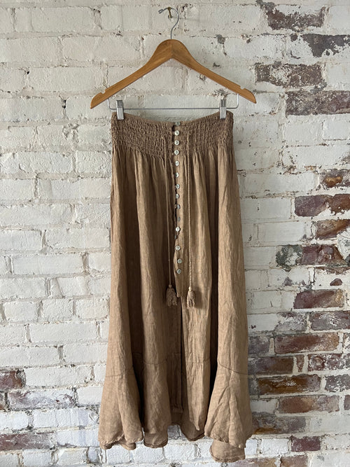 Linen Button Down Skirt