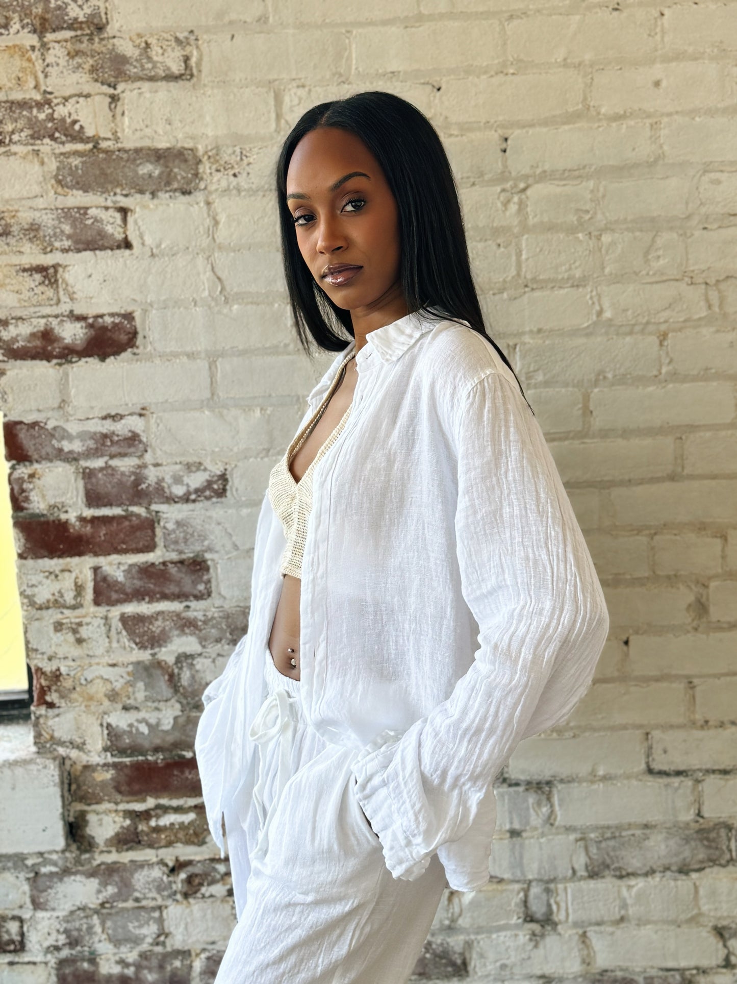 White Linen Button Down