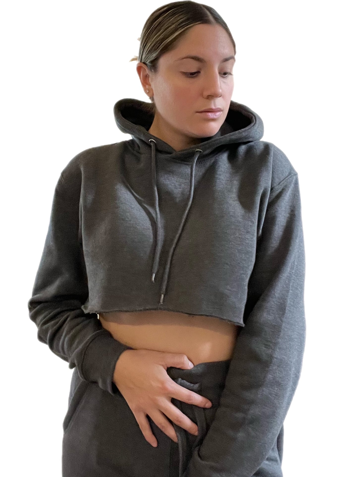 Babes Charcoal Grey Crop Hoodie