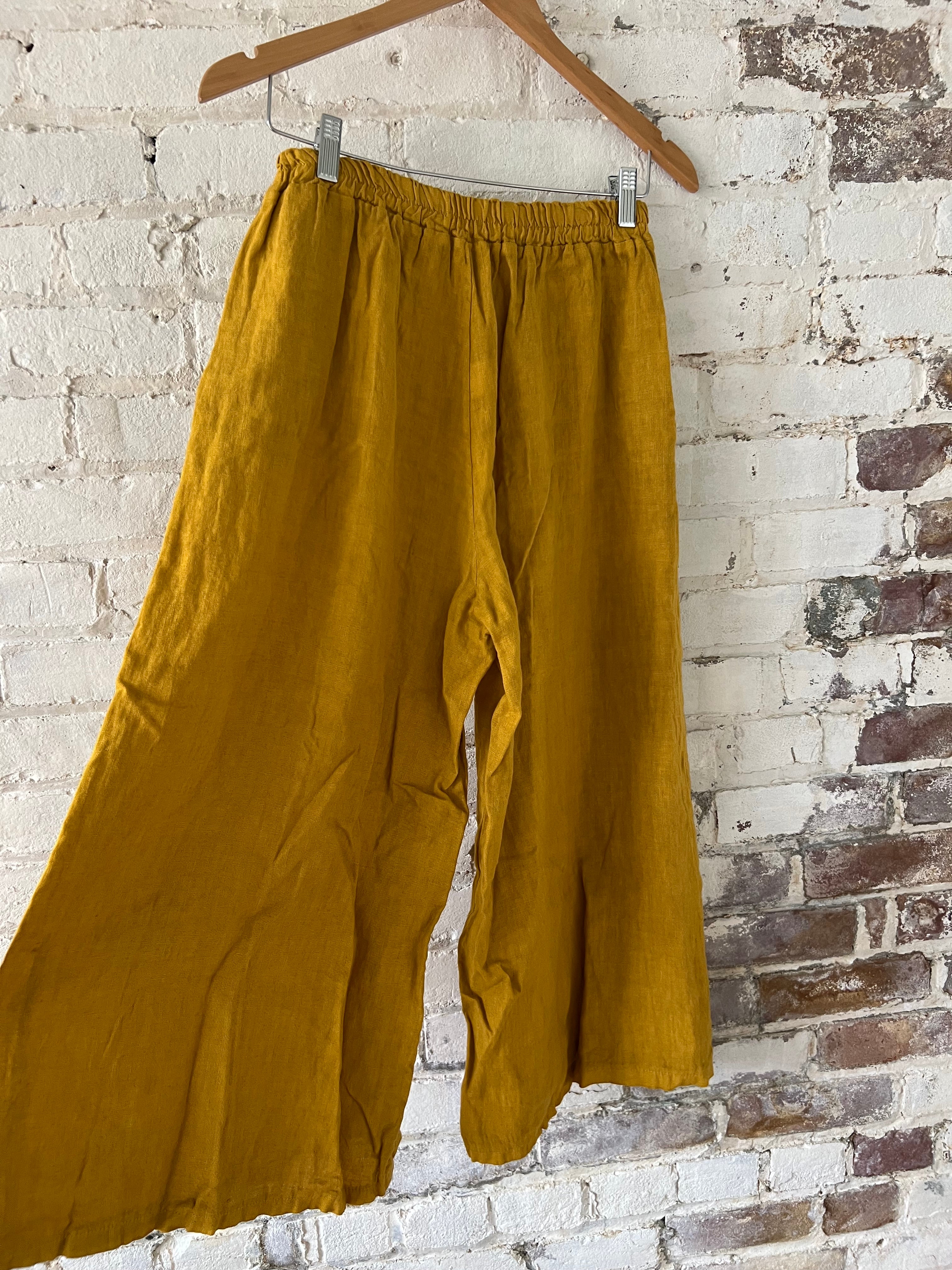 Linen Crop Wide Leg Pant with Pockets