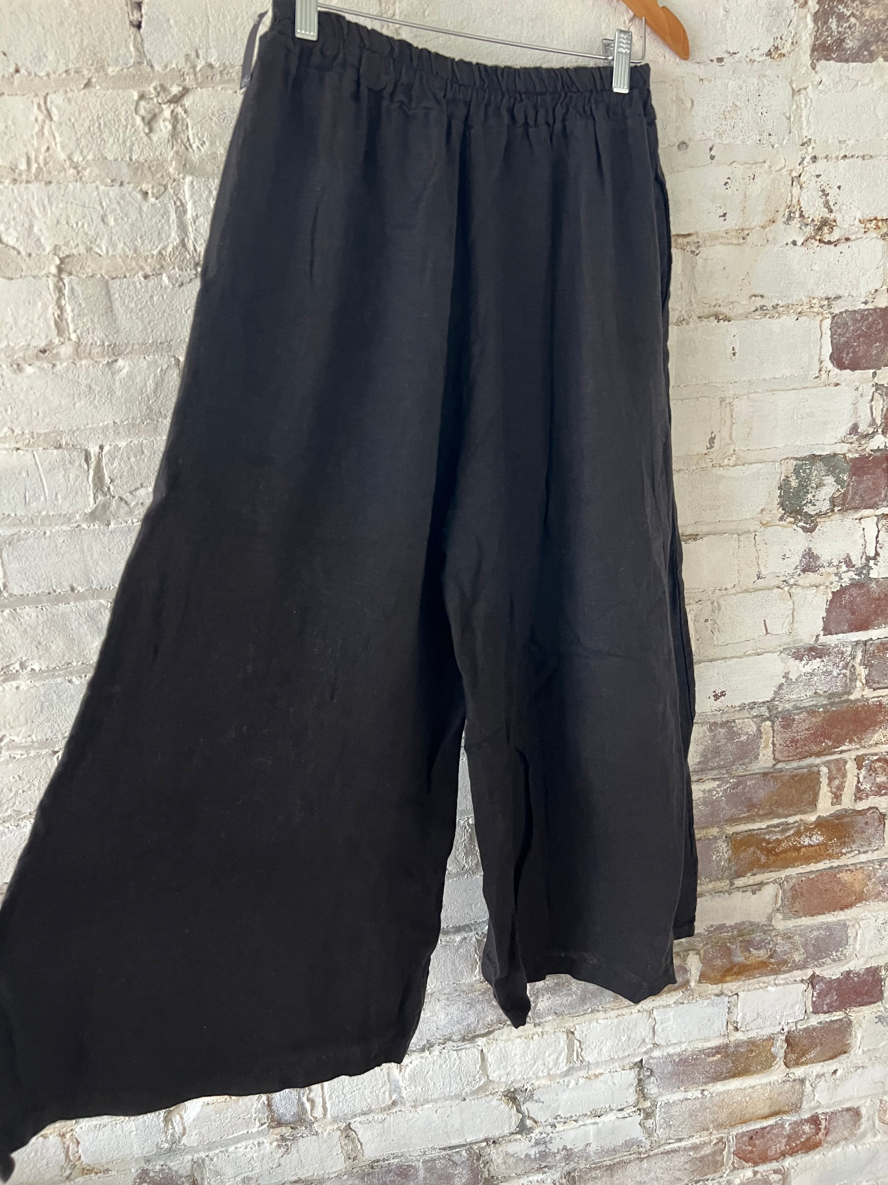Linen Crop Wide Leg Pant with Pockets