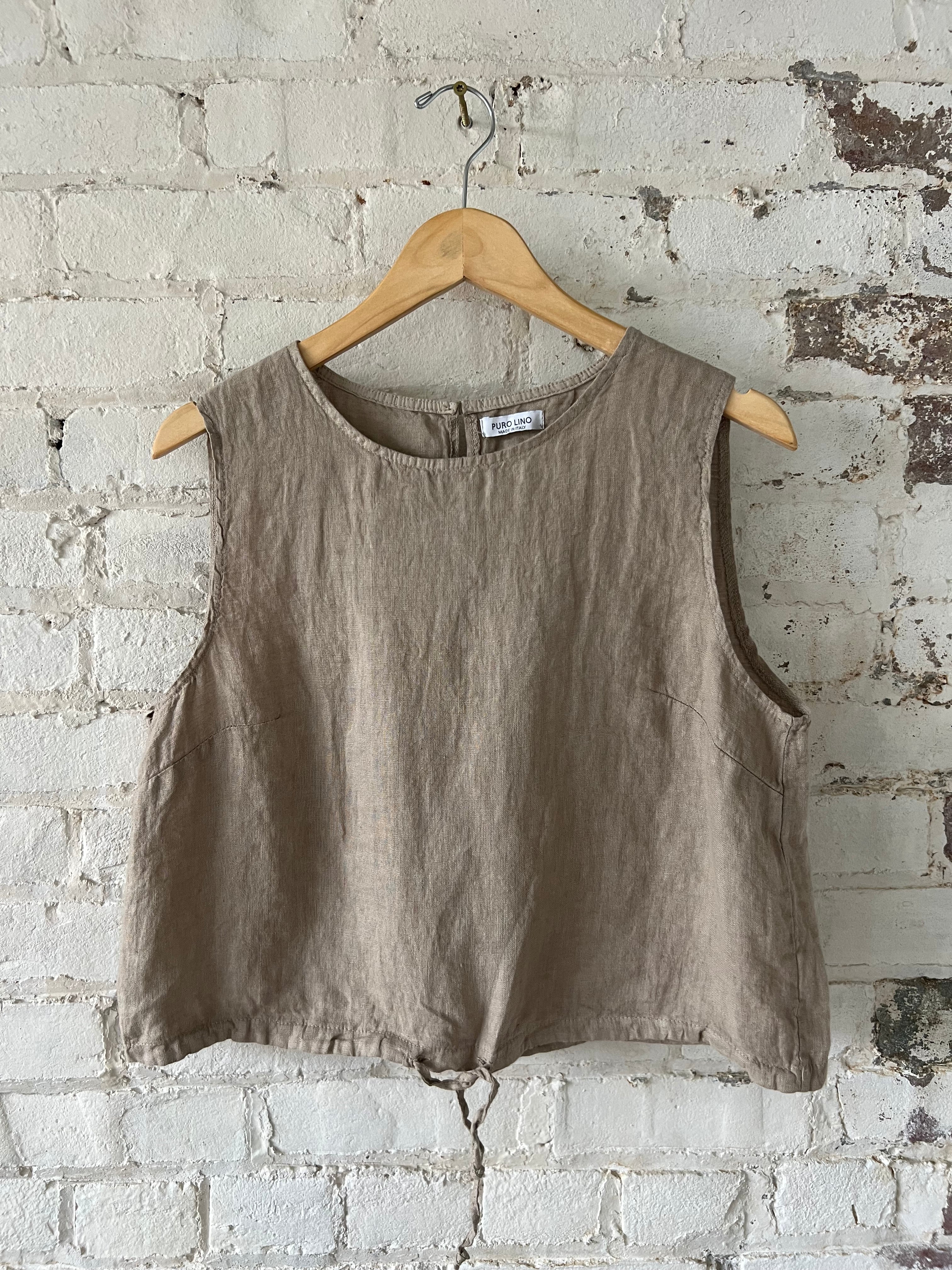 Linen Tank Adjustable Botton