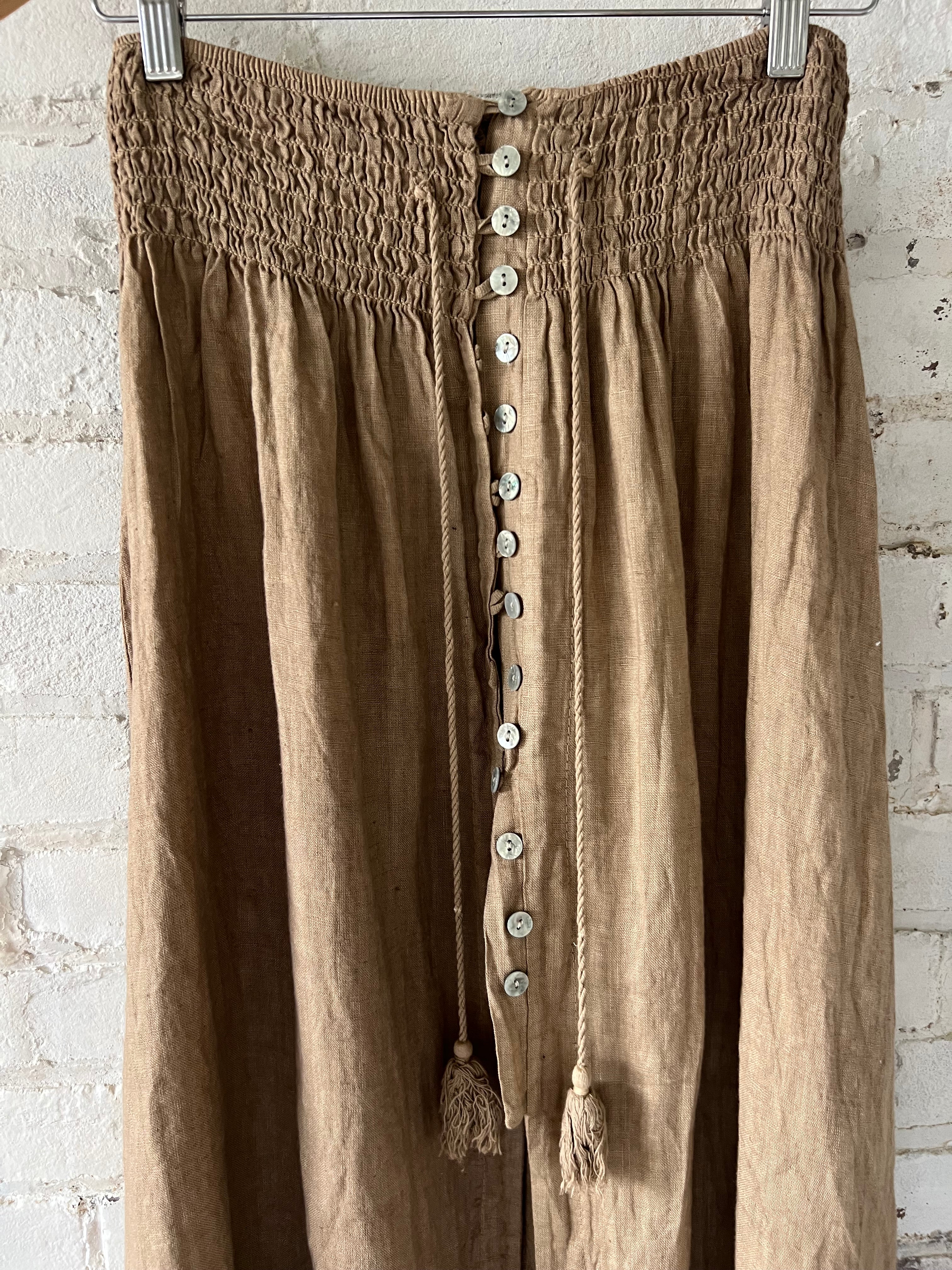 Linen Button Down Skirt