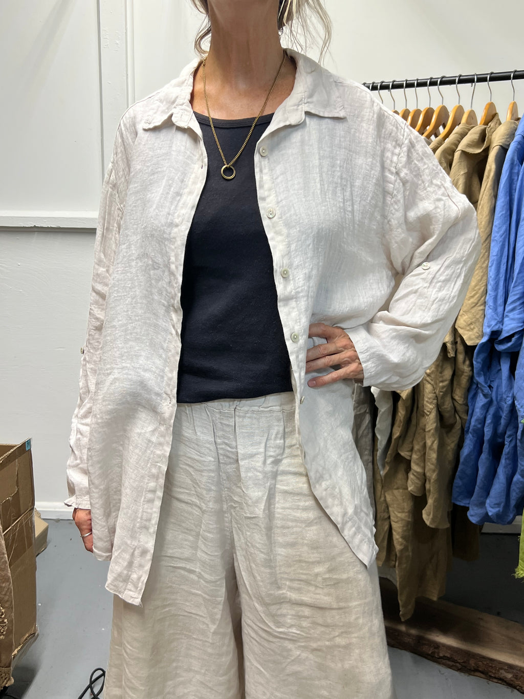 100% Oversized Linen Button Down