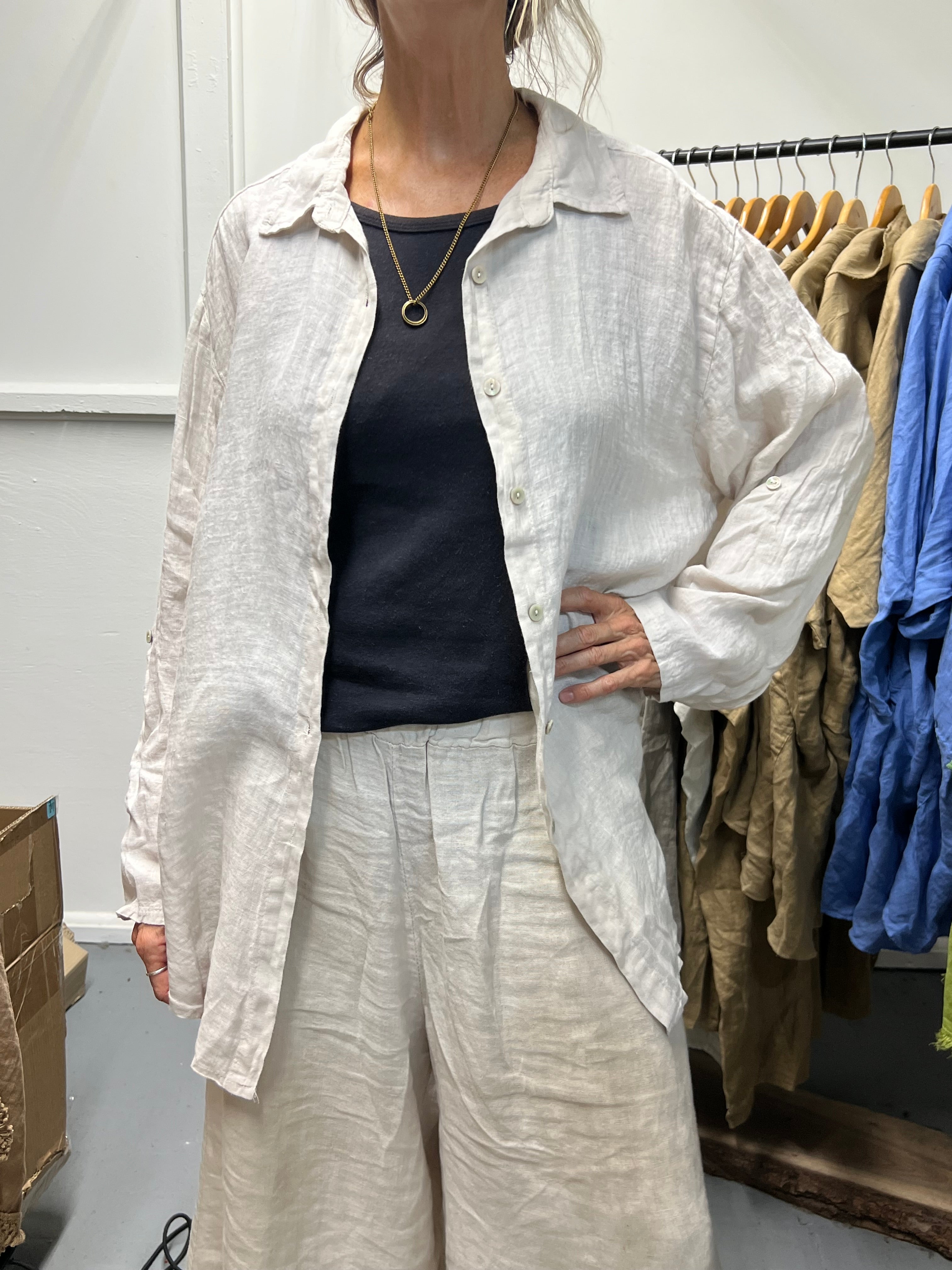 100% Oversized Linen Button Down