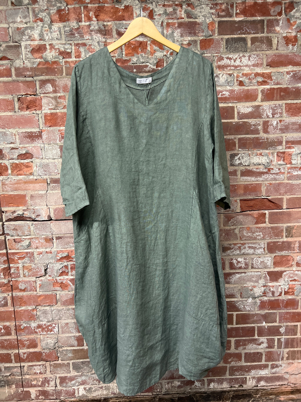 100% Linen Balloon Dress Deep Pockets