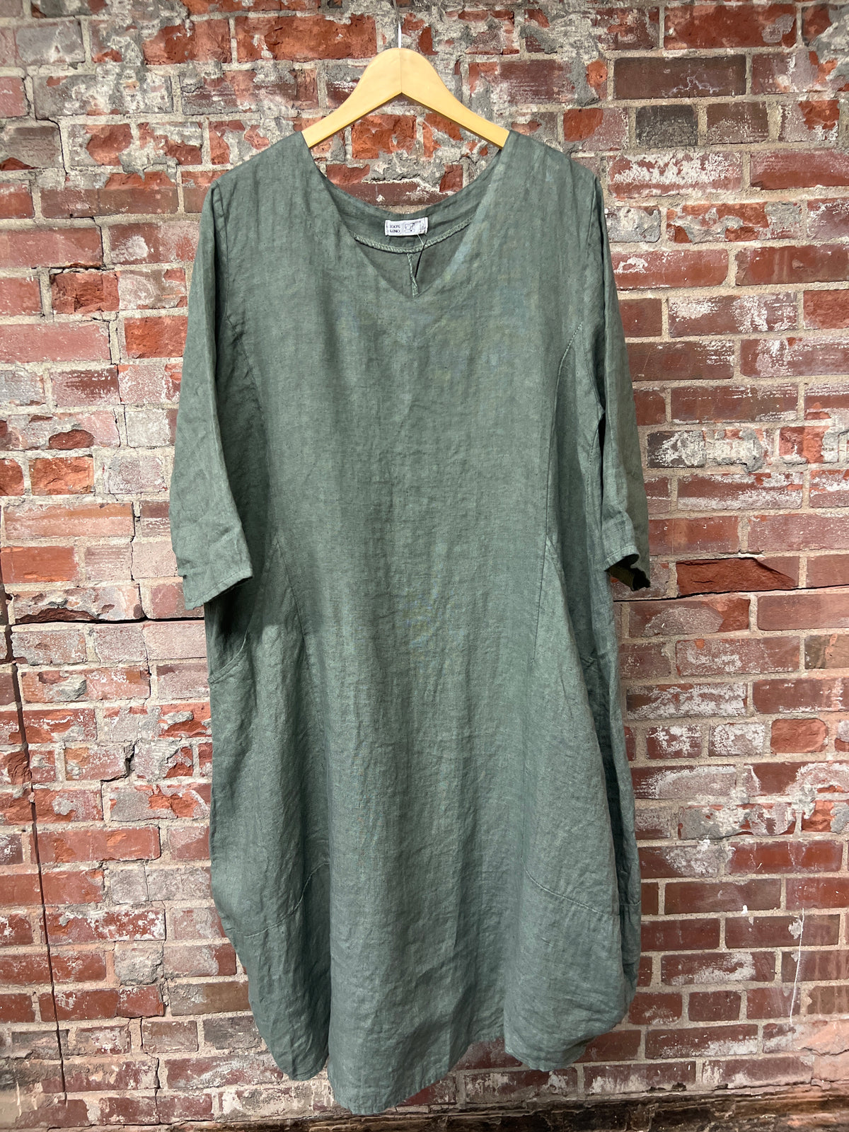 100% Linen Balloon Dress Deep Pockets