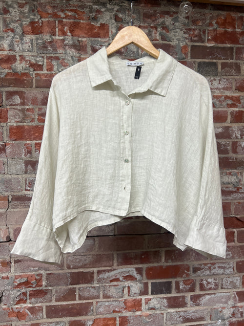 100% Linen Crop Button Down